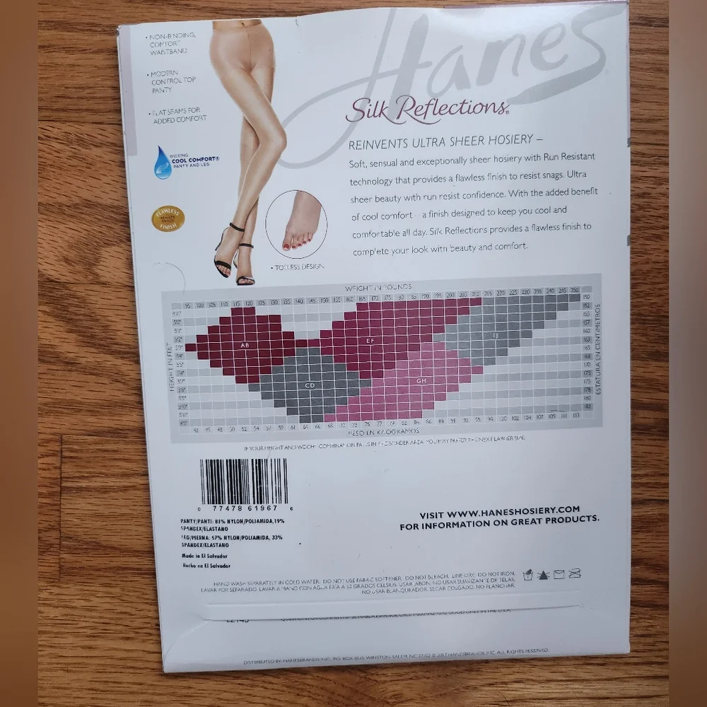 2 Hanes Silk Reflections Pantyhose Size CD